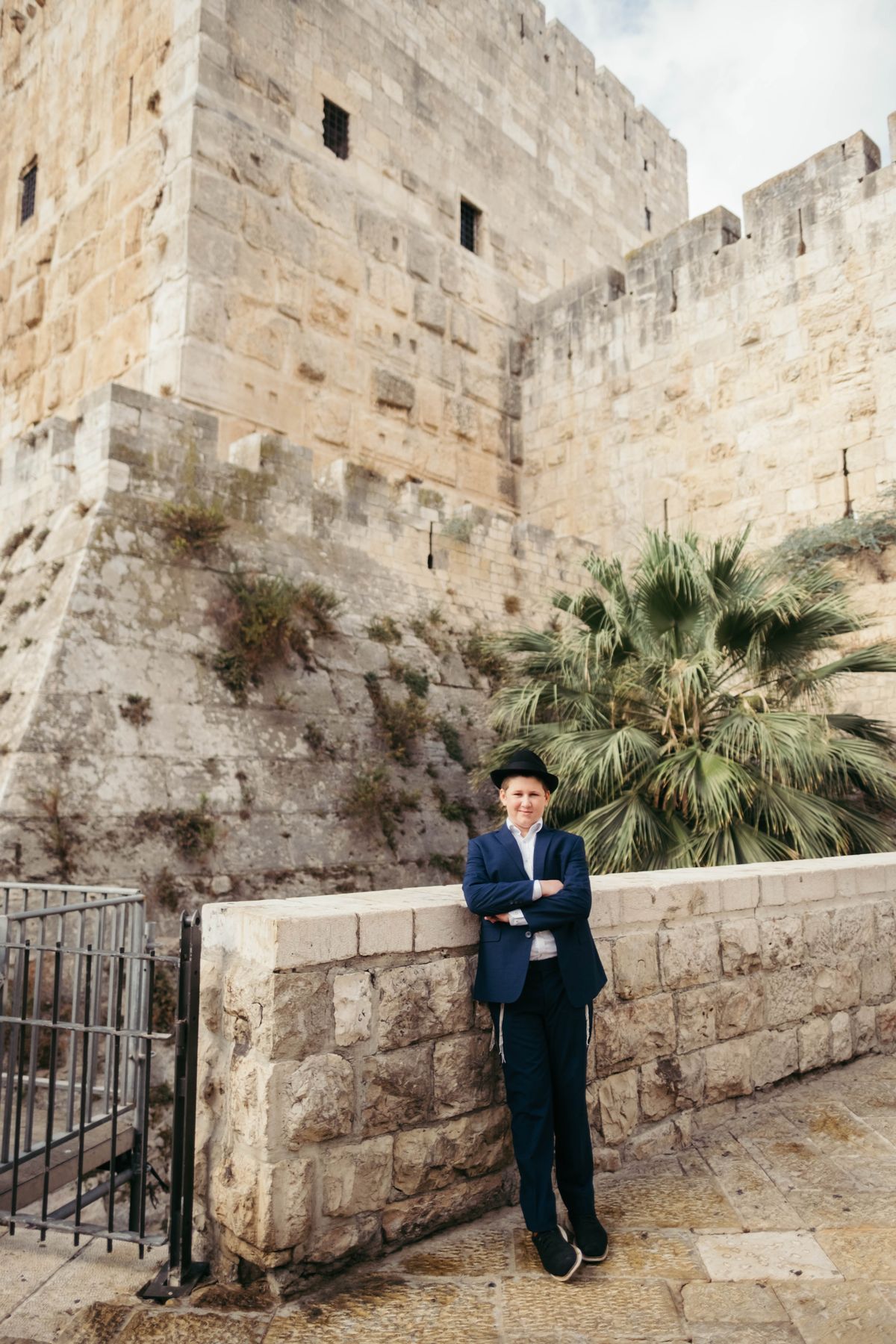 Bar mitzvah boy by the Old City walls